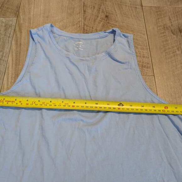 Old Navy baby blue sleeveless tank top shirt L Large 100% Cotton LIKE NEW - Picture 4 of 5